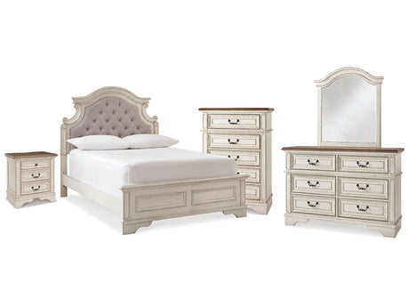 Realyn Two-tone Full Panel Bedroom Set with Dresser, Mirror, Chest and Nightstand - Ornate Home