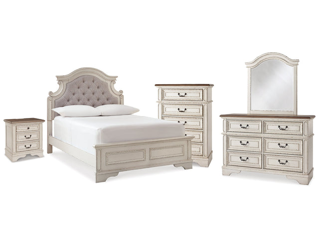 Realyn Two-tone Full Panel Bedroom Set with Dresser, Mirror, Chest and Nightstand - Ornate Home