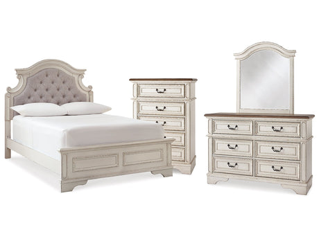 Realyn Two-tone Full Panel Bedroom Set with Dresser, Mirror and Chest - Ornate Home