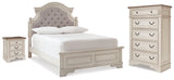 Realyn Two-tone Full Upholstered Panel Bed, Chest and Nightstand (Online Special Price) - Ornate Home