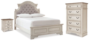 Realyn Two-tone Full Upholstered Panel Bed, Chest and Nightstand (Online Special Price) - Ornate Home
