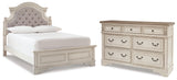 Realyn Two-tone Full Upholstered Panel Bed and Dresser (Online Special Price) - Ornate Home