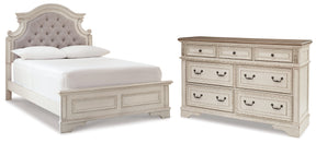 Realyn Two-tone Full Upholstered Panel Bed and Dresser (Online Special Price) - Ornate Home