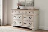 Realyn Two-tone Full Upholstered Panel Bed and Dresser (Online Special Price) - Ornate Home