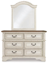 Realyn Two-tone Full Upholstered Panel Bedroom Set with Dresser, Mirror, Chest and 2 Nightstands (Online Special Price) - Ornate Home