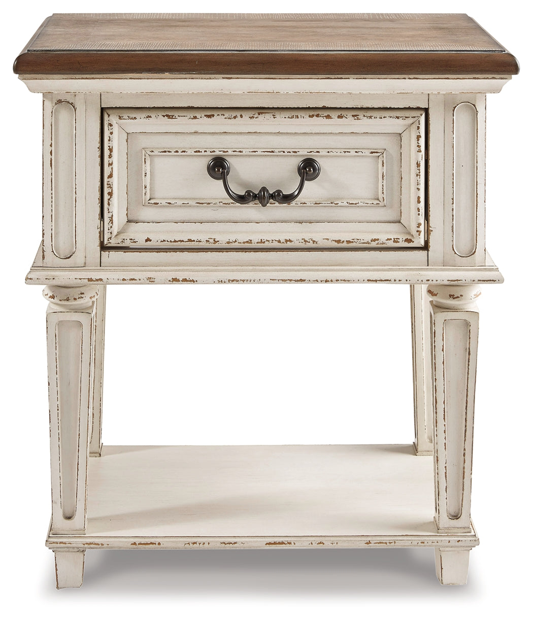 Realyn Two-tone Full Upholstered Panel Bedroom Set with Dresser, Mirror, Chest and 2 Nightstands (Online Special Price) - Ornate Home