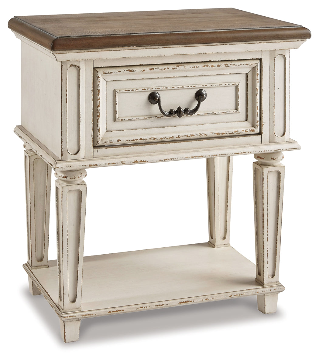 Realyn Two-tone Full Upholstered Panel Bedroom Set with Dresser, Mirror, Chest and 2 Nightstands (Online Special Price) - Ornate Home