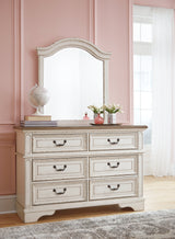 Realyn Two-tone Full Upholstered Panel Bedroom Set with Dresser, Mirror, Chest and 2 Nightstands (Online Special Price) - Ornate Home