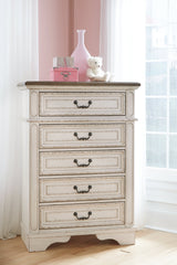 Realyn Two-tone Full Upholstered Panel Bedroom Set with Dresser, Mirror, Chest and 2 Nightstands (Online Special Price) - Ornate Home