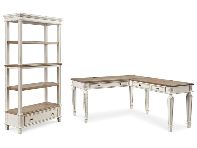 Realyn Two-tone Home Office Desk & Bookcase (Online Special Price) - Ornate Home