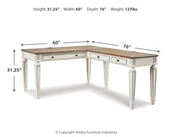 Realyn Two-tone Home Office Desk & Bookcase - Ornate Home