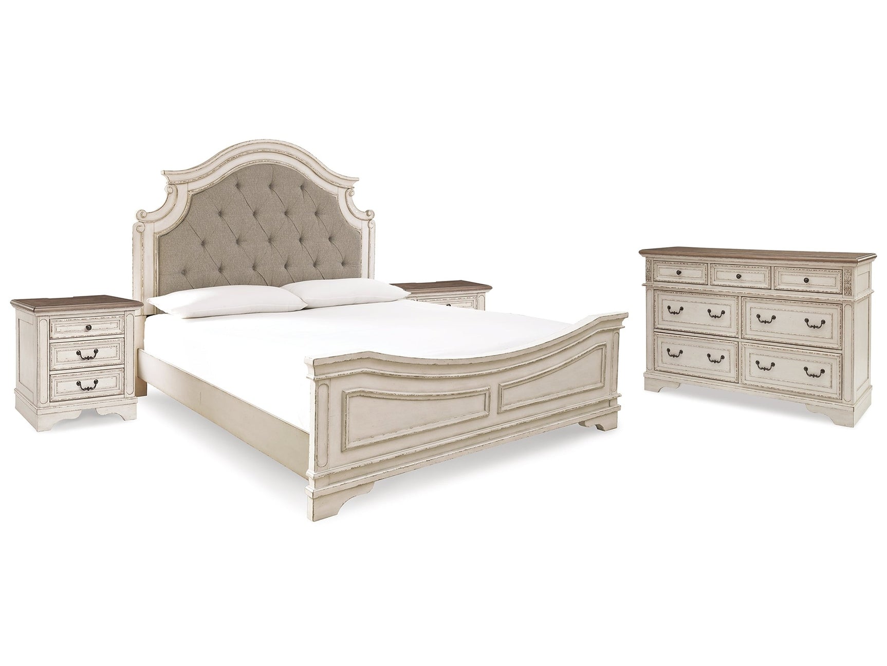Realyn Two-tone King Bedroom Set with Dresser and 2 Nightstands - Ornate Home