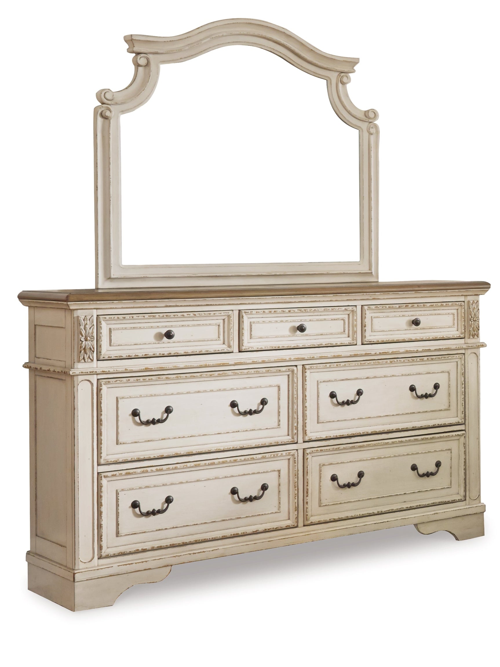 Realyn Two-tone King Panel Bed & Dresser & Mirror & 2 Nightstands (Online Special Price) - Ornate Home