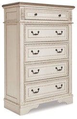Realyn Two-tone King Panel Bed & Dresser & Mirror & Chest & Vanity & Nightstand - Ornate Home