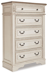 Realyn Two-tone King Panel Bed, Dresser, Mirror, Chest and Nightstand (Online Special Price) - Ornate Home