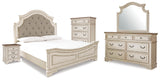 Realyn Two-tone King Panel Bed, Dresser, Mirror, Chest and Nightstand - Ornate Home