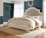 Realyn Two-tone King Panel Bed, Dresser, Mirror, Chest and Nightstand - Ornate Home