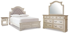 Realyn Two-tone King Panel Bed, Dresser, Mirror and Nightstand - Ornate Home