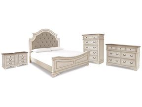 Realyn Two-tone King Panel Bedroom Set with Dresser, Chest and 2 Nightstands (Online Special Price) - Ornate Home