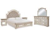 Realyn Two-tone King Panel Bedroom Set with Dresser, Mirror and 2 Nightstands - Ornate Home