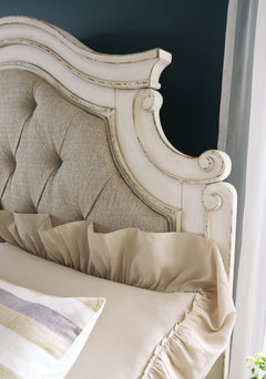 Realyn Two-tone King Panel Bedroom Set with Dresser, Mirror and 2 Nightstands - Ornate Home