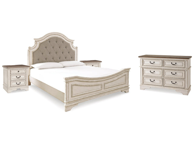 Realyn Two-tone King Panel Bedroom Set with Dresser and 2 Nightstands - Ornate Home