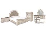 Realyn Two-tone King Panel Bedroom Set with Vanity, Chest and 2 Nightstands (Online Special Price) - Ornate Home