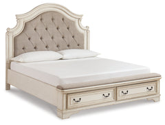 Realyn Two-tone King Panel Storage Bed & Dresser & Mirror & 2 Nightstands - Ornate Home