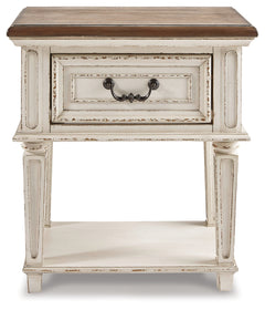Realyn Two-tone King Panel Storage Bed & Dresser & Mirror & 2 Nightstands - Ornate Home