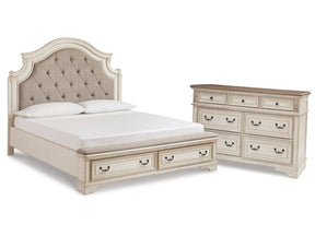 Realyn Two-tone King Panel Storage Bedroom Set with Dresser (Online Special Price) - Ornate Home