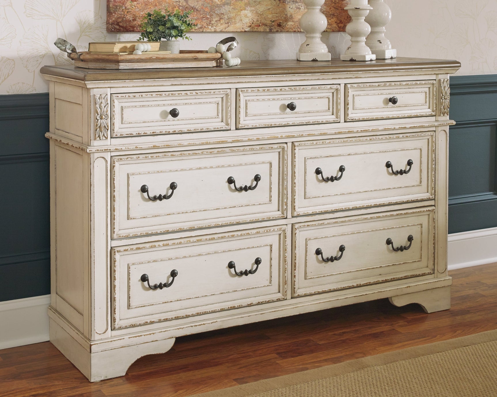 Realyn Two-tone King Panel Storage Bedroom Set with Dresser (Online Special Price) - Ornate Home