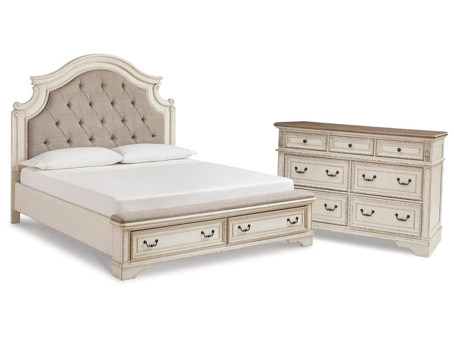 Realyn Two-tone King Panel Storage Bedroom Set with Dresser - Ornate Home