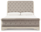 Realyn Two-tone King Sleigh Bedroom Set with Dresser Mirror and Nightstand (Online Special Price) - Ornate Home