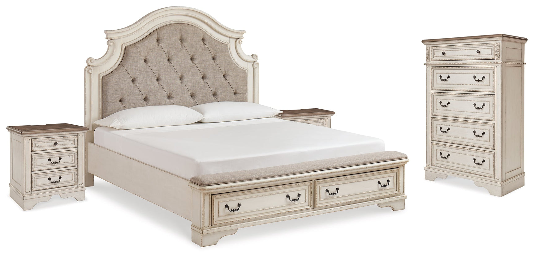 Realyn Two-tone King Storage Bedroom Set with Chest and 2 Nightstands (Online Special Price) - Ornate Home