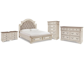 Realyn Two-tone King Storage Bedroom Set with Dresser, Chest and 2 Nightstands (Online Special Price) - Ornate Home