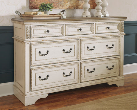 Realyn Two-tone King Storage Bedroom Set with Dresser, Chest and 2 Nightstands - Ornate Home
