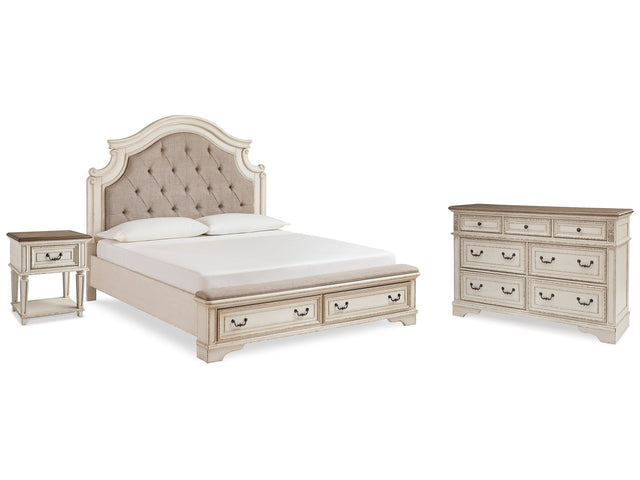 Realyn Two-tone King Storage Bedroom Set with Dresser and Nightstand - Ornate Home