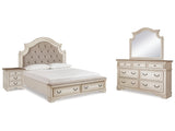 Realyn Two-tone King Upholstered Panel Bedroom Set with Dresser, Mirror and Nightstand (Online Special Price) - Ornate Home