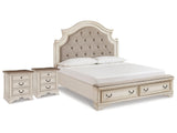 Realyn Two-tone King Upholstered Panel Storage Bedroom Set with 2 Nightstands (Online Special Price) - Ornate Home