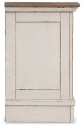 Realyn Two-tone King Upholstered Sleigh Bedroom Set with Dresser, Mirror and 2 Nightstands - Ornate Home