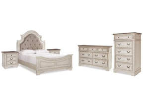 Realyn Two-tone Queen Panel Bedroom Set with Dresser, Chest and 2 Nightstands (Online Special Price) - Ornate Home