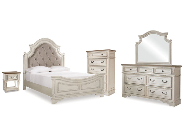 Realyn Two-tone Queen Panel Bedroom Set with Dresser, Mirror, Chest and Nightstand - Ornate Home