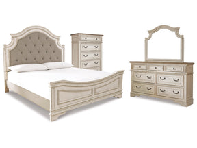 Realyn Two-tone Queen Panel Bedroom Set with Dresser, Mirror and Chest - Ornate Home