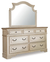 Realyn Two-tone Queen Panel Bedroom Set with Dresser, Mirror and Vanity - Ornate Home