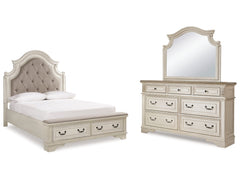 Realyn Two-tone Queen Storage Bedroom Set with Dresser and Mirror - Ornate Home