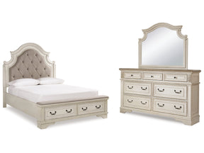 Realyn Two-tone Queen Storage Bedroom Set with Dresser and Mirror - Ornate Home