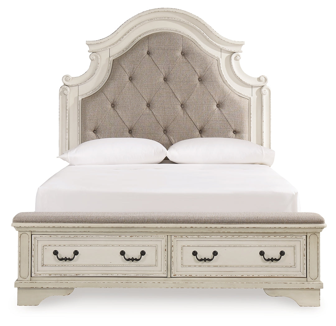 Realyn Two-tone Queen Upholstered Bedroom Set with Dresser, Mirror, Chest and Nightstand (Online Special Price) - Ornate Home