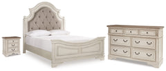 Realyn Two-tone Queen Upholstered Panel Bed, Dresser and Nightstand - Ornate Home