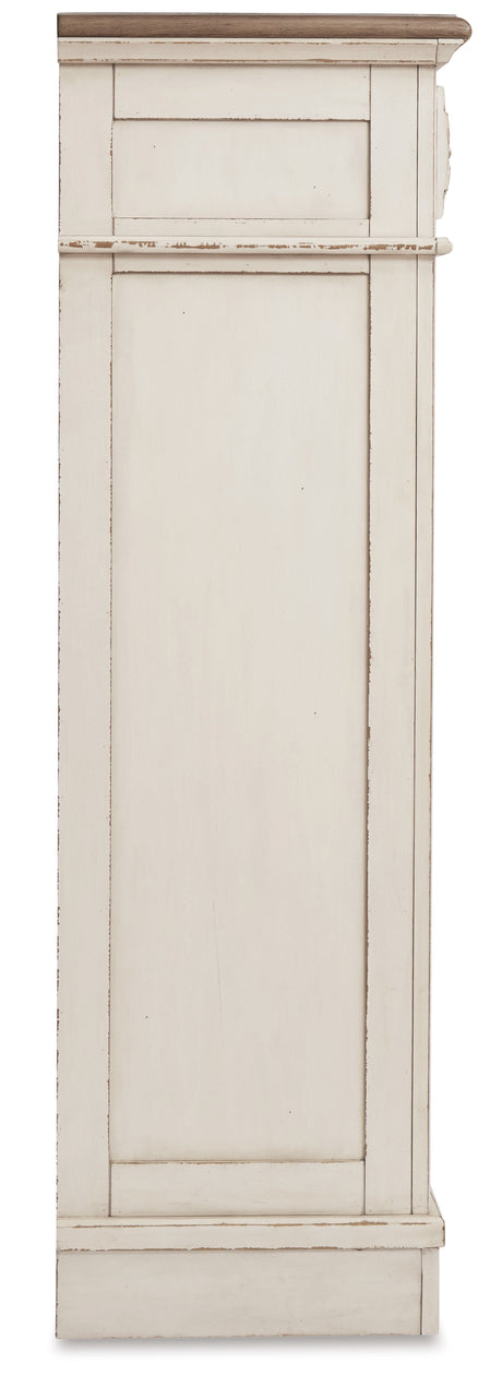 Realyn Two-tone Queen Upholstered Panel Bedroom Set with Dresser, Mirror, Chest and 2 Nightstands - Ornate Home