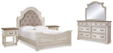 Realyn Two-tone Queen Upholstered Panel Bedroom Set with Dresser, Mirror and 2 Nightstands (Online Special Price) - Ornate Home